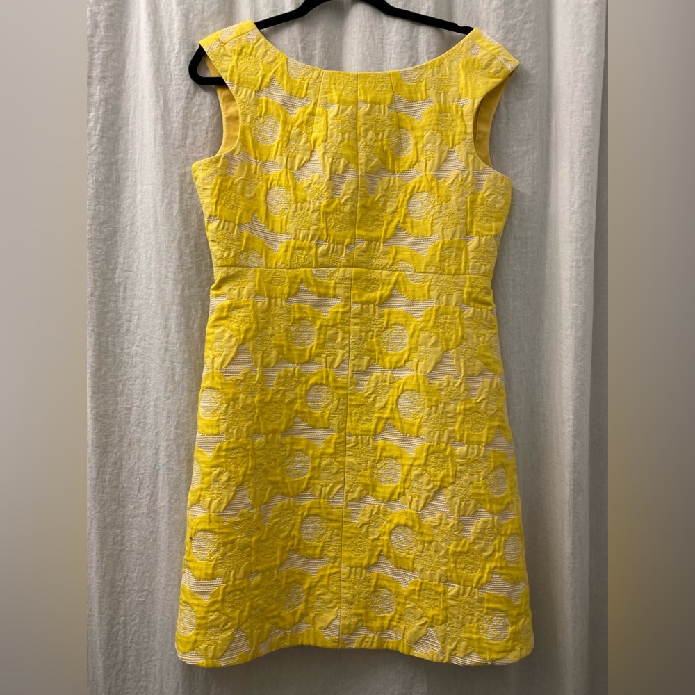Tory Burch Floral Yellow Cap Sleeve Summer Dress Size 10 - Picture 2 of 6